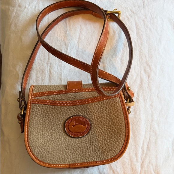Dooney & Bourke Handbags - Dooney & Bourke All Weather Leather Crossbody Bag Tan Brown Pebbled AWL Vintage